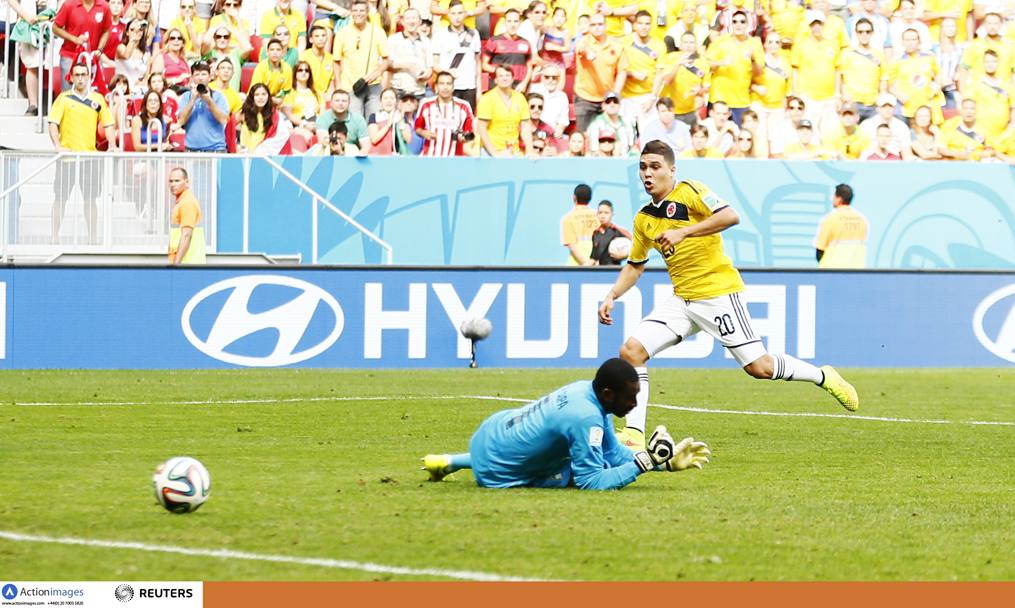 Il gol del 2-0 di Quintero al 25&#39;. Action Images